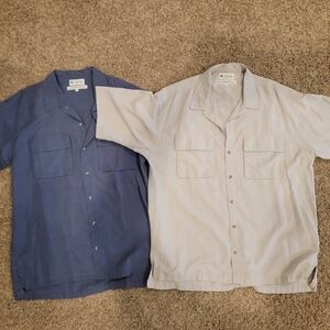Men's Casual Button Down Shirt - Blue and Cream